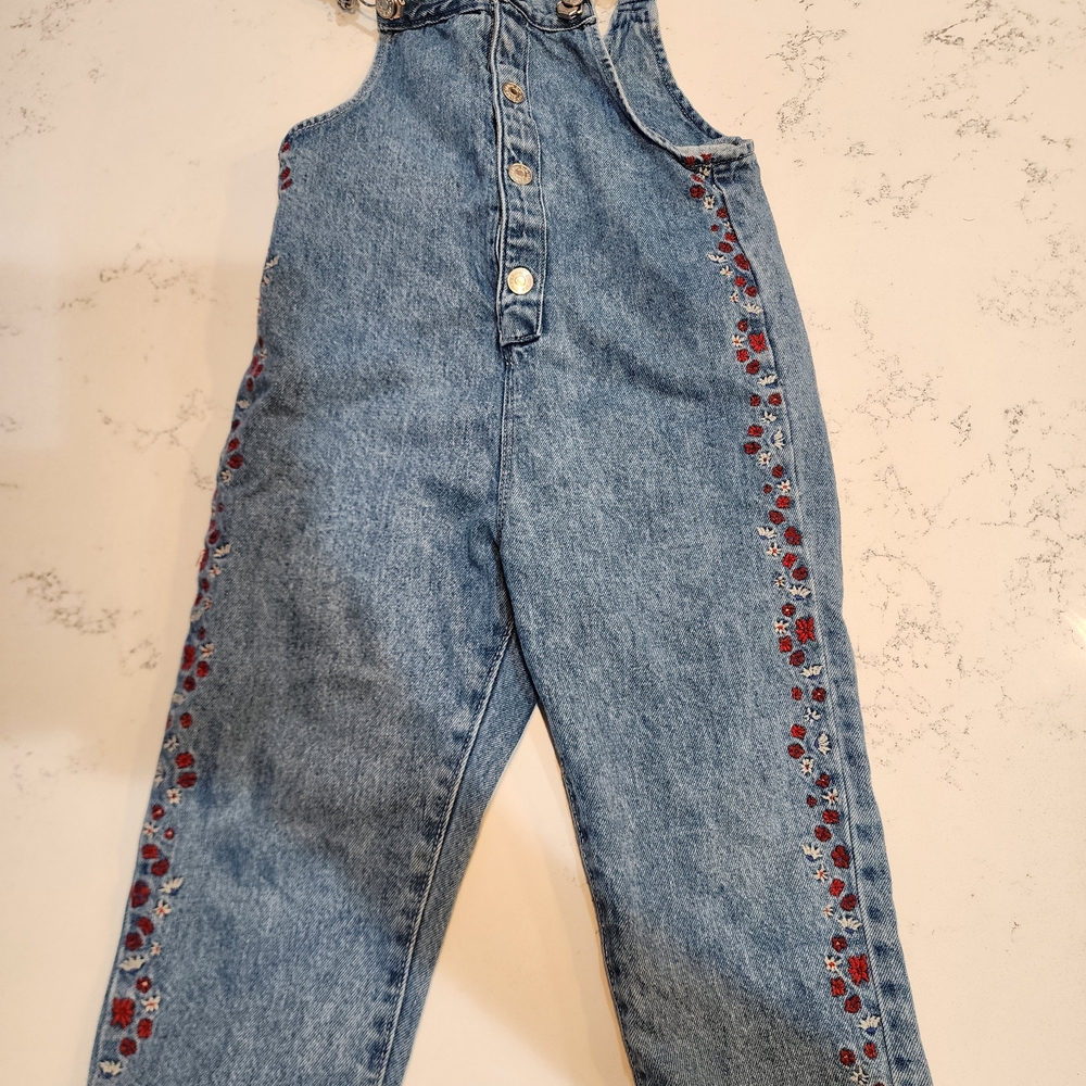 ZARA Embroidered Denim Overalls 4T